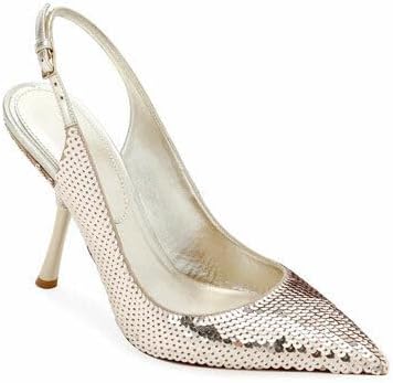 Valentino Garavani 105mm Heel Sequin Slingback Shoes Size 37 Gold