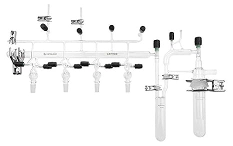 Chemglass AF-0451-01 Series AF-0451 Vacuum Manifold, Right Handed Trap Assembly, Airfree, Schlenk, Double Bank, 4-Port