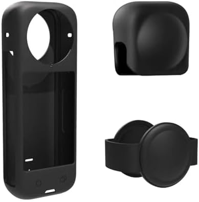 Silicone Protective Case for Insta360 X4 with Insta 360 X4 Lens Cap, Soft Silicone Cover Protection Grip Case & Lens Guard for Insta360 X4 Accessories