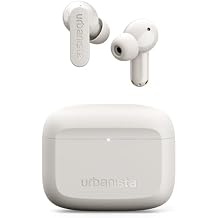 Urbanista Palo Alto True Wireless Earbuds, Bluetooth Earphones with Adaptive Noise Cancelling, 45 Hr Total Playtime, USB C Charging Case, IP54 Water Resistant, Compatible with iOS and Android, White
