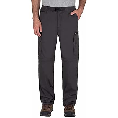 BC Clothing Mens Convertible Stretch Cargo Hiking Pants Shorts, Zippered Pockets Large x 32L, Charcoal Grey