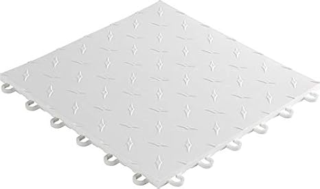 TracStep Interlocking Garage Tiles Arctic White 6' x 10' Set (60 Tiles Total), Edge Pieces Included