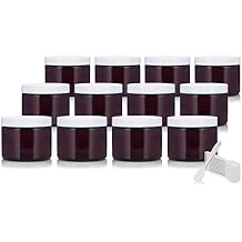 12 pack 6 oz Amber Plastic Low Profile Jar with White Lid Refillable Storage