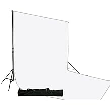 White Muslin Backdrop Support System Kit, 10 x 20 White Muslin Backdrop Background Stand Kit, Carrying case Included for Backdrop Support Stand by Fancierstudio UL30 10x20 White