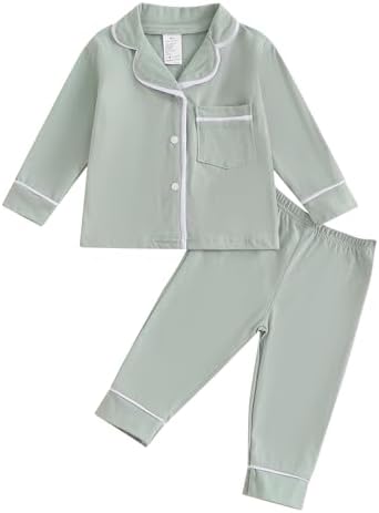 Balaflyie Baby Button Down Pajamas Set Shirt and Pants Toddler Cotton Pjs Long Sleeve Sleepwear