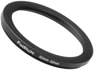 Fotodiox Metal Step Down Ring, Anodized Black Metal 62mm-52mm, 62-52 mm