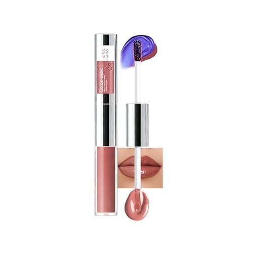Dual Ended 2 in 1 Peel Off Lip Stain & Lips Gloss Kit, Waterproof Long Lasting Qiciy Tattoo Lip Gloss Color Peel Off Lips Liner, Tinted Liquid Lipstick, Matte & Glossy Womens Makeup-04 Warm Pink