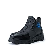 DBECK Western Cowboy Boots for Men Boot Embroidery Shoes Square Toe Mid Calf Blue