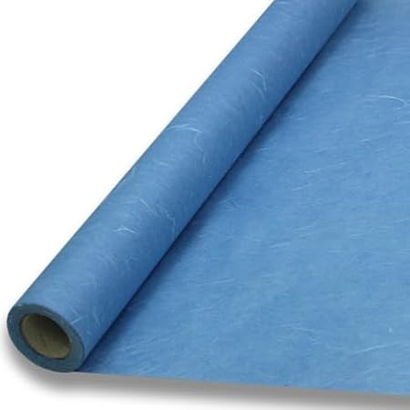 Dak Unyong-Ji, Korean Traditional Mulberry Paper (21.3 in. x 32.8ft, 25gsm) Colored Hanji Paper Roll, Natural Fiber Texture (Blue)