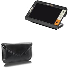 BoxWave Case Compatible with Humanware Explore 5 - Elite Leather Messenger Pouch, Synthetic Leather Cover Case Envelope Design - Jet Black