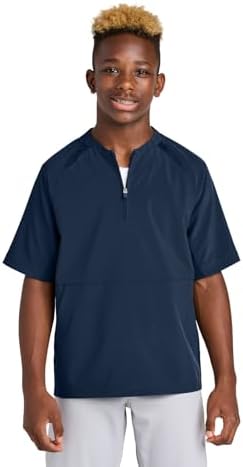 SPORT-TEK Youth Repeat 1/2-Zip Short Sleeve Jacket - Lightweight Short Sleeve Pullover for Boys & Girls, Front Side Pockets