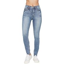 Judy Blue High Waisted Vintage Shield Pockets Skinny Jeans for Women - Comfort Stretch Denim, Classic Fit - 88871