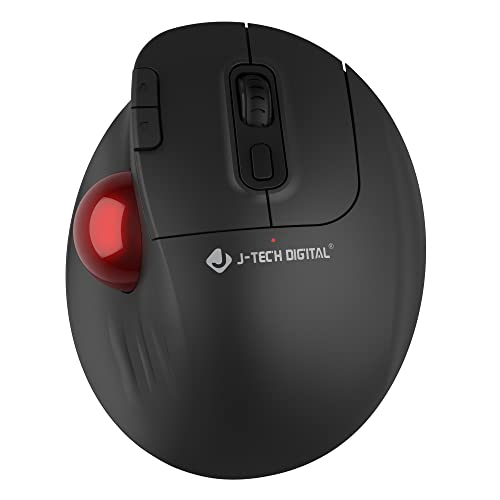 J-Tech Digital Wireless Trackball Ergonomic Mouse wFree & Easy Thumb Control | DPI Adjustment, Precision Tracking, Multi-System Compatibility with PC, Laptop, Windows, Mac [V728]