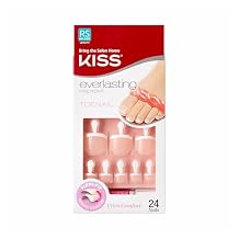 KISS Everlasting, Press On Toenails, Nail Glue Included,#39;Limitless', Beige, Real Short Size, Squoval Shape, Includes 24 Nails, 2g Glue, 1 Manicure Stick, 1 Mini file