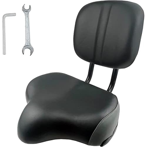 THALOUS Bike Seat with Backrest Oversized Comfort Bicycle Saddle Replacement Soft Memory Foam Padded PU Cushion Universal for Tricycle Mountain Bike Commuter Bike Electric Bike