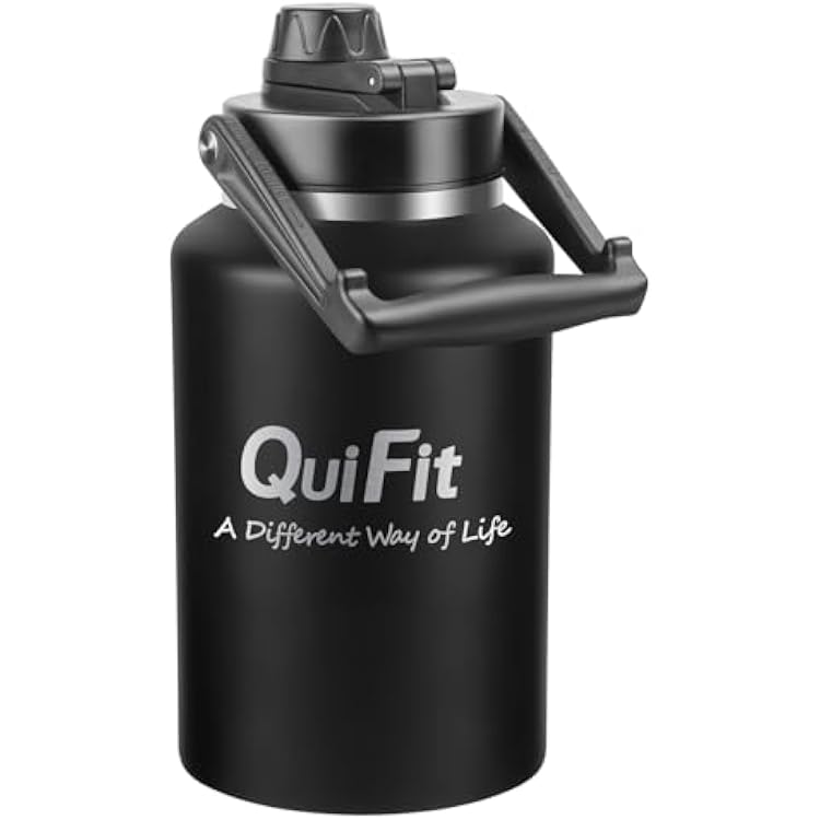 QuiFit 64 oz Insulated Water Bottles with Handle,Leak Proof, BPA Free,Wide Mouth,Half Gallon Water Bottle Insulated Keeps Cold All Day, Stainless Steel Double Wall Vacuum Flask Metal Large Water Jug