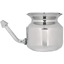 HealthGoodsIn Ultra Durable High Grade Stainless Steel Neti Pot for Nasal Irrigation + Neti Salt + 1 Cleaning Brush for Spout