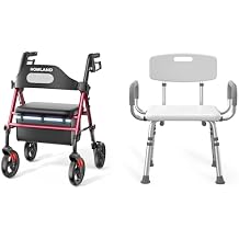 Rollator Walker with Seat and Chair for Inside Shower with Arms