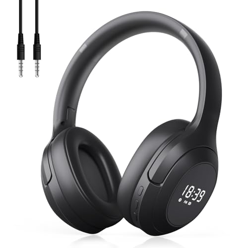 F2 FM Radio headphones wireless Bluetooth 5.2 with Built-in Microphone, Portable Headset Radio Receiver, WiredWireless Over Ear Headphone, Soft Ear Muffs, Stereo Sound, for WorkTravelMovingJogging