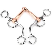 Cyrank Horse Snaffle, Horse Chew Snaffle Stainless Low Leverage Steel Copper Roller Loose Mouth Snaffle Bit Copper Winding Stiff-Bit Copper Wire Wrapped Mouth