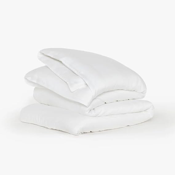 Buffy 100% Eucalyptus Lyocell Duvet Cover with Corner Ties - Protects and Covers Your Comforter/Duvet Insert, Silky Soft, Cool-to-The-Touch, Naturally-Dyed (White, Full/Queen)