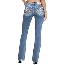 Miss Me Women's Elora Cross Embellished Pockets Mid-Rise Bootcut Jeans