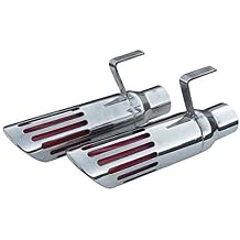 Pypes Performance Exhaust, B-Body Charger Tips, Slip-On, 2-1/2 in Inlet, 3 in Round Outlet, 7 in Long, Single Wall, Single Wall, Rolled Edge, Angled Cut, Red Slotted Tip, Stainless, Polished, Pair