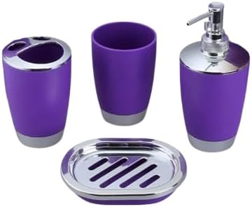 Bathroom Set Purple Bathroom Accessories Set 4 Pcs Plastic Bathroom Set