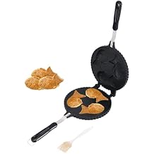Taiyaki Fish Shape Cake Pan, 3 Fish Taiyaki Waffle Cake Maker, Non-Stick Fish-Shaped Waffle Iron, Triple Fish Waffle Pan Mold with Silicone Oil Brush for Home Cooking, Bakery