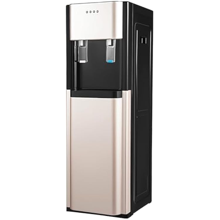 Bottom Loading Water Cooler Dispenser, 5 Gallon Water Dispenser with Heating and Cooling Functions, Stainless Steel Water Cooler for Home, Office, Living Room, Holds 3 or 5 Gallon Bottles Gold