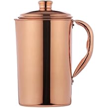 Copper Water Jug 1.5L (50.72 Fl Oz) - Pure Unlined Copper Pitcher for Ayurveda Detox - Glossy Finish