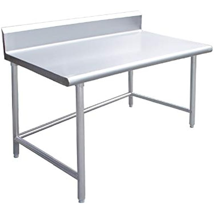 KPS Commercial Stainless Steel Work Prep Table 30 x 60 with Crossbar Open Base and 4 Backsplash - NSF
