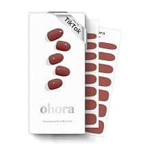 ohora Semi Cured Gel Nail Strips (N Brick) - Brown, Solid, Works with Any UV/LED Lamps, Salon-Quality, Long Lasting, Easy to Apply & Remove - Includes 2 Prep Pads, Nail File & Wooden Stick