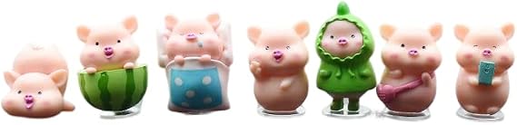 Pink Pig Toy Figures, Car Dashboard Ornament, DIY Miniature Pigs Figurines for Fairy Garden Decoration Home Decorations Cake Toppers Car Interior Ornaments Vehicle Room Decor