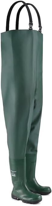 DUNLOP Work-it Full Safety Chest Wader - Unisex, Lightweight and Waterproof, Slip Resistant Work Waders with Steel Toe Cap, PVC