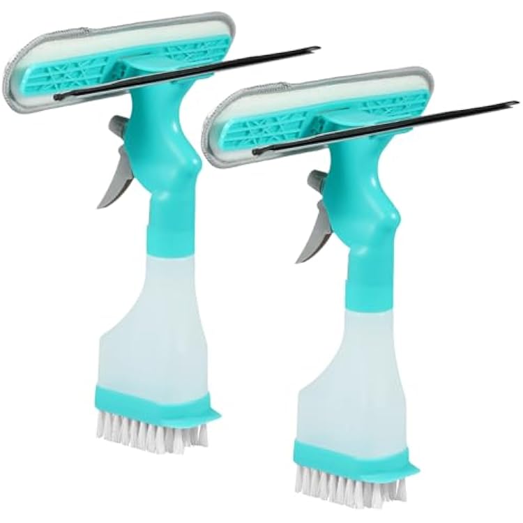 4 in 1 Window Cleaner Tool Kit with Spray Bottle, Squeegee, and Microfiber Washer Head, Multifunction Reusable Glass Cleaner Tool for IndoorOutdoor Glass, Shower, Car 2