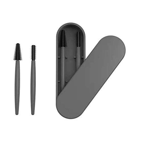 Aitakl Reusable Eyelash Brush, Silicone Eyelash Brush 2 Pcs with Portable CaseGrey