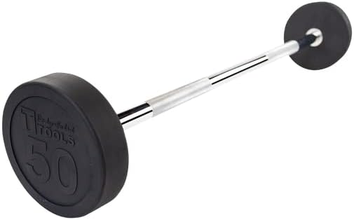 Body-Solid (SBB50) Rubber Coated Fixed Weights Straight Barbell - Weighted Bar for Weightlifting Exercise, Bodybuilding, Strength Training, Squat Rack & Bench Press, 50lb