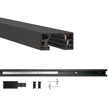 WAC Lighting H Track 4FT Single Circuit, 120V Field-Cuttable Track for H Style 3-Wire Fixtures, Includes Live End Kit and 2 Endcaps in Black (Pack of 1)