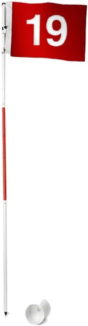 Portable Golf Hole Cup and Pin Flag, White/Red | 6-Foot Height Flagstick for Backyard Practice