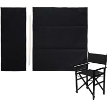 GLOGLOW 1 Set Directors Chair Canvas Replacement Covers, Movie Chair Replacement Canvas Seat and Back Cover for Home Director Chair (Black)