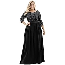 Ever-Pretty Women's Round Neck Maxi Dresses Sequin Plus Size Formal Dresses for Women 0683-PZ