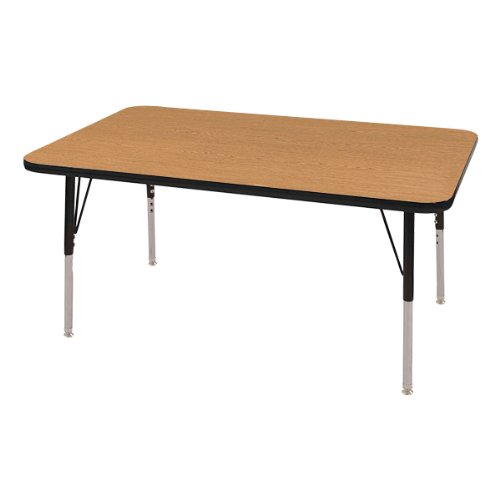 Norwood Commercial Furniture Adjustable Height Classroom Activity Table for Kids & Adults, Rectangular Activity Table for School and Home, 30 L x 48 W x 30 H, OakBlack