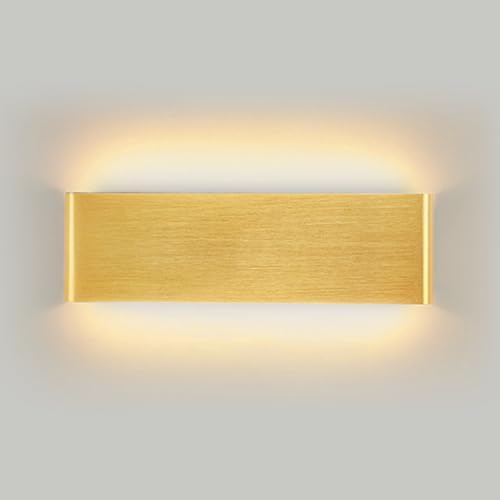 Up and Down Lighting Wall Light Ultra-Thin Bedside Wall Lamp Aluminum Strip Wall Sconce with Brushed Gold Finish Metal Strip Wall Lights Dimmable LED Wall Lamps Modern Simple Sconces 40CM