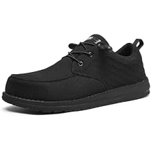 Men's Safety Loafers Slip On Steel Toe Work Shoes - Wide Toe Box with Orthopedic Arch Support, Lightweight Non-Slip Casual Loafers for Walking, Work & Lounge