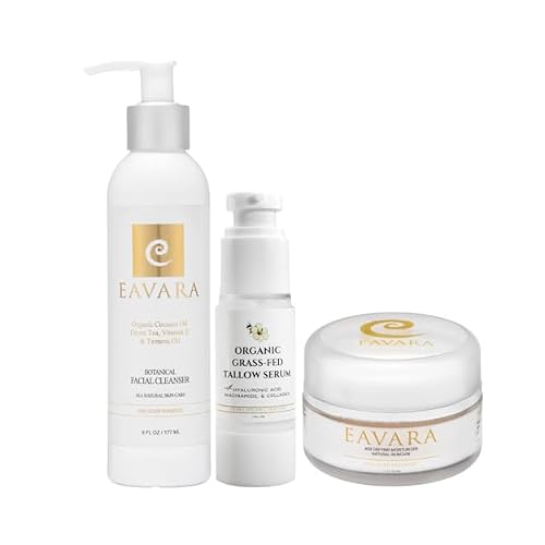 Cleanser, Tallow Serum, and Age-Defying Moisturizer Set Hydrating Skincare Trio with Grass-Fed Tallow, Hyaluronic Acid, Kukui Oil, and Niacinamide Clean, Natural Face Care for Women and Men