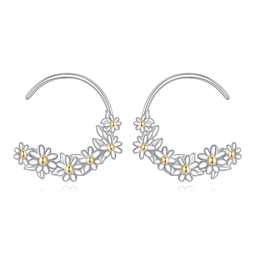 Flower Hoop Earrings Sterling Silver PlumerialilyDaisyOrchidLily of The Valley Earrings Flower Jewelry Gifts for Women