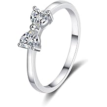 StarGems Bowtie 0.6ct Moissanite 925 Silver Platinum-Plated Ring RX098