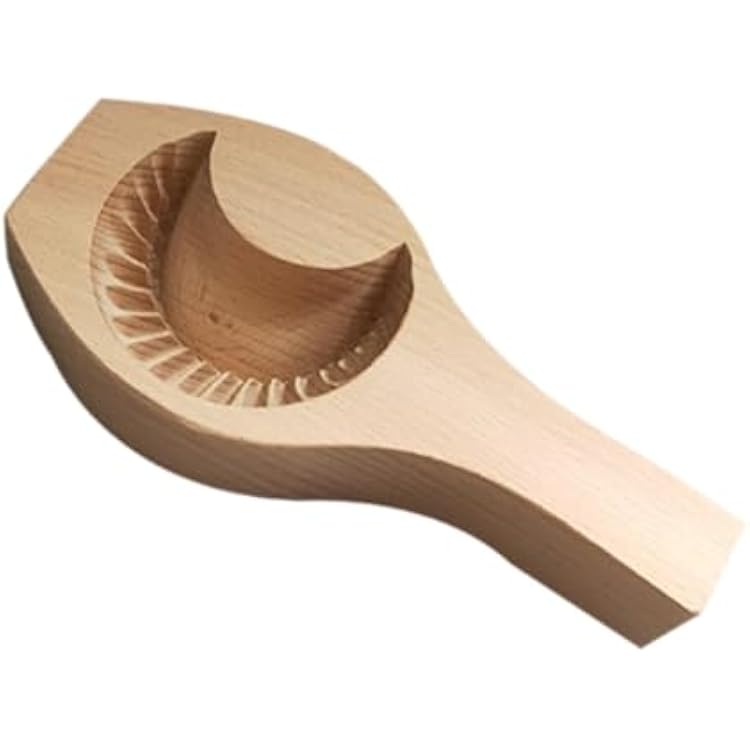 Mamoul Molding Hand Pressed Wooden Cookie Stamps Baking Tool DIY Cookie Press Middle Eastern Cookie Stamp for Kitchen DIY, Small Moon