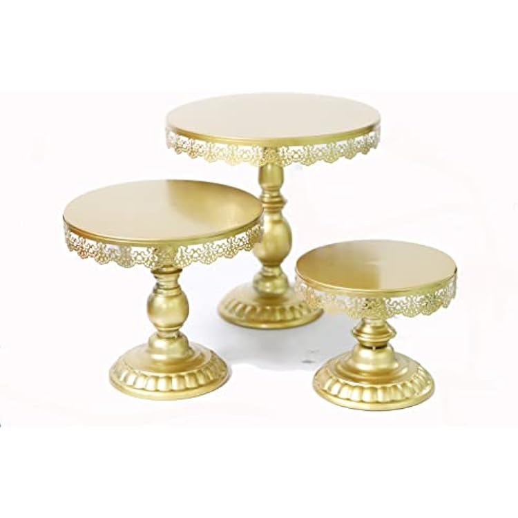 Set of 3 Round Cake Stands 81012 inch Cupcake Stands Gold Cake Stands for Dessert Table 3-Sets